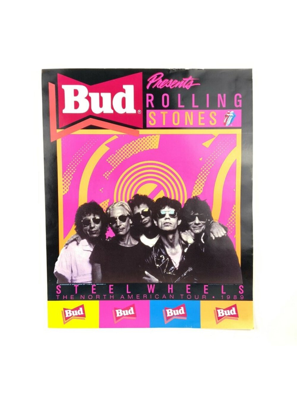 Rolling Stones 1989 Steel Wheels Tour Poster Budweiser Promo Advertising Bud